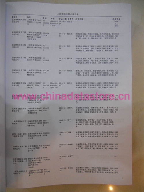 上海建筑工程企業黃頁收錄了最新的上海建筑工程企業名單，具有極高的營銷價值，實實在在提高銷售業績